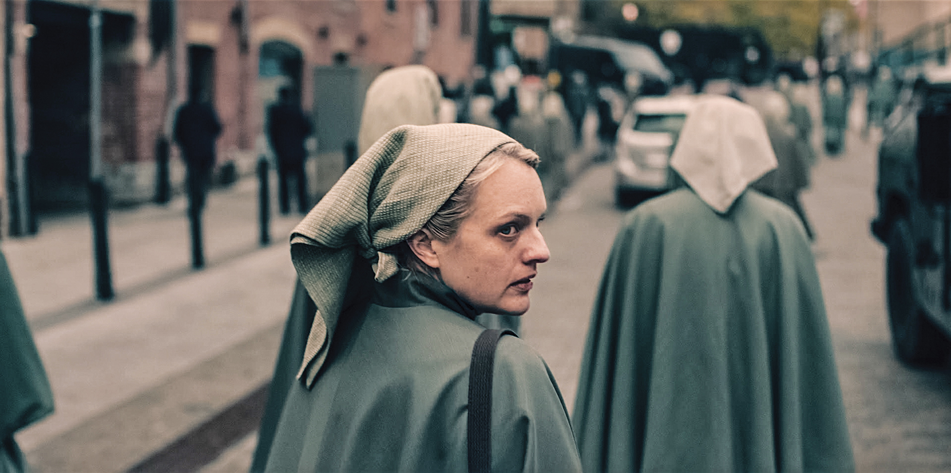 Elizabeth Moss in a scene from The Handmaid's Tale