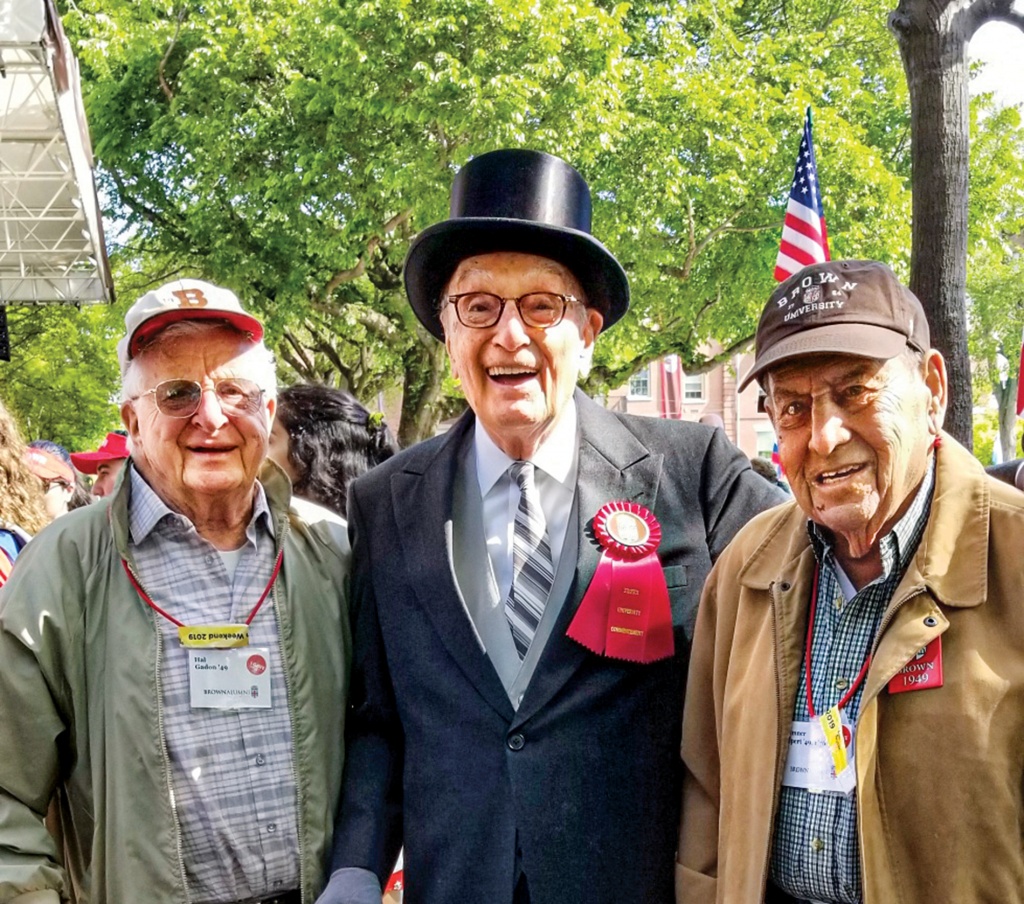 Hal Gadon ’49 with Commencement marshal Alan Flink 