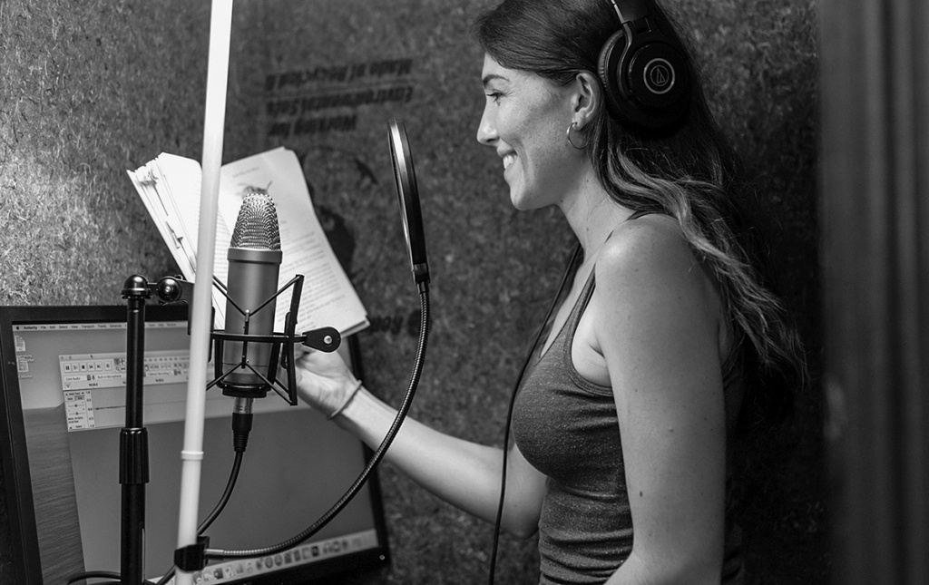 Barker in a closet recording