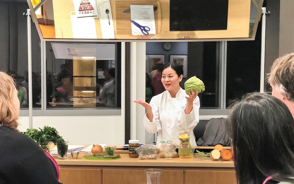 Linda Shiue in a kitchen