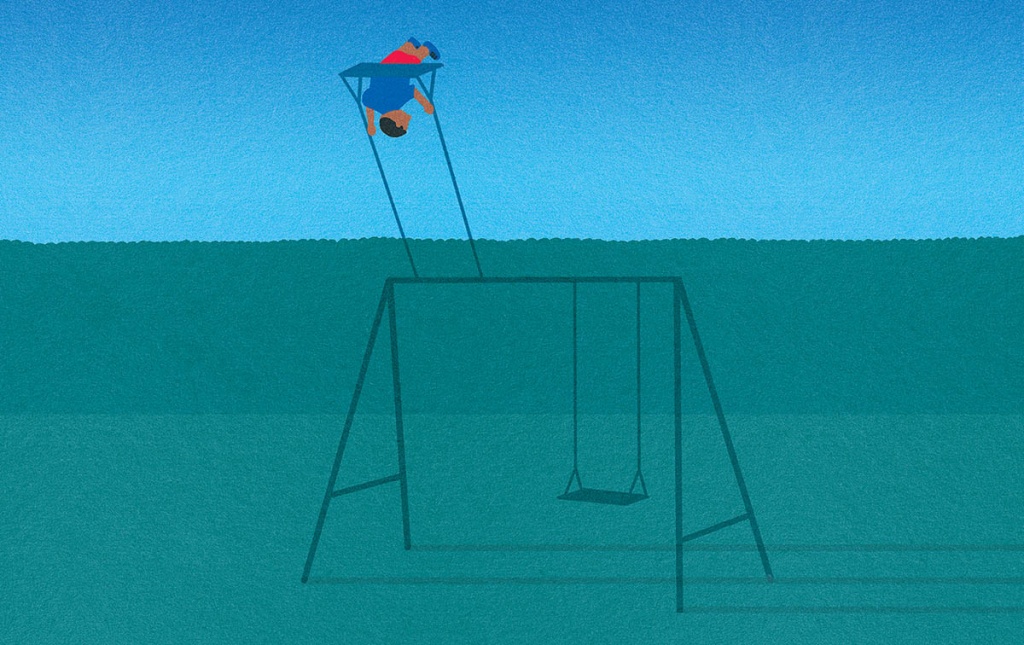 Illustration of kid swinging on a swing