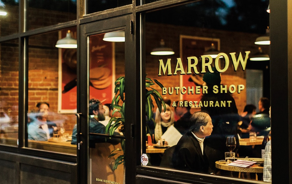 Image of the windows into Detroit-restaurant Marrow 