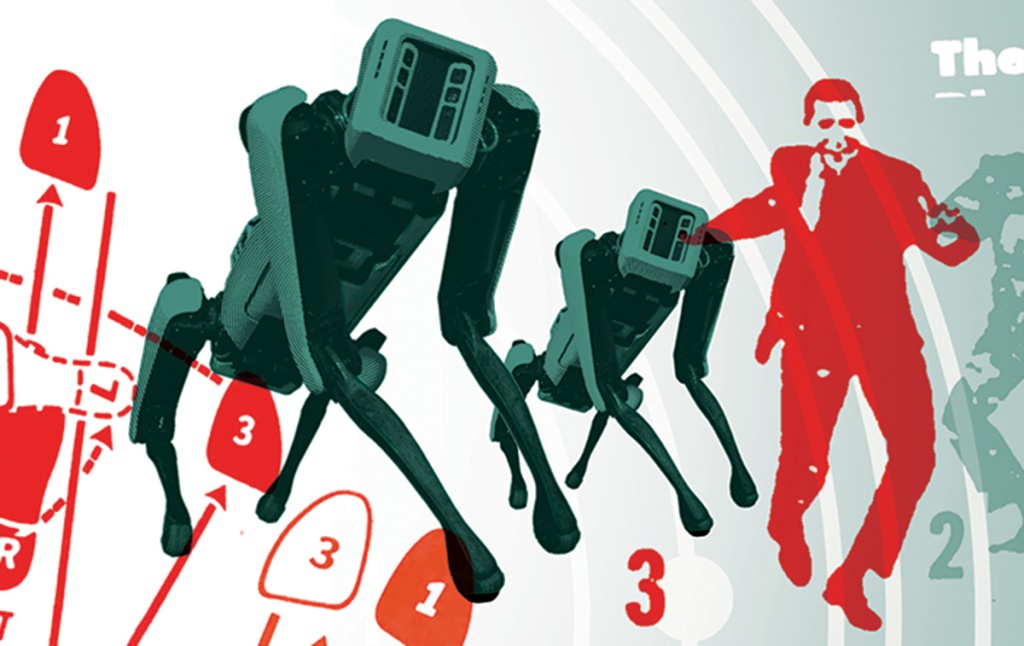 Illustration by Andy Martin of robots dancing