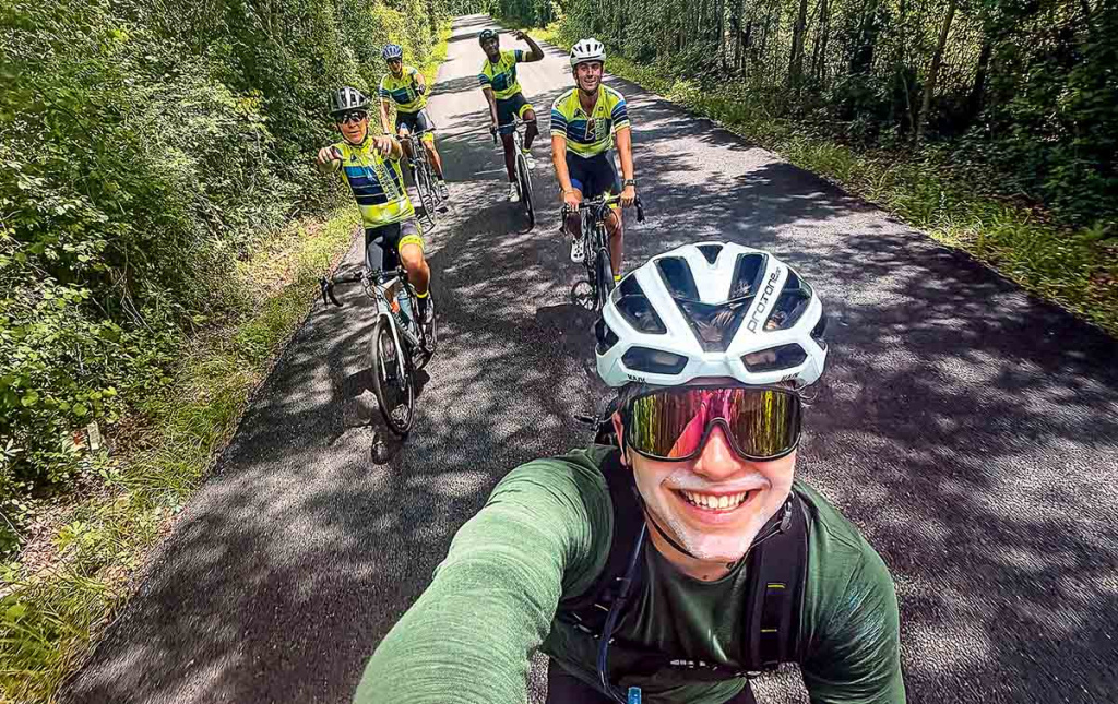 Bicyclists on a trail