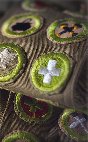 Photo of Boy Scout badges.