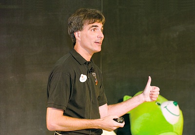 Photo of Randy Pausch speaking on stage.