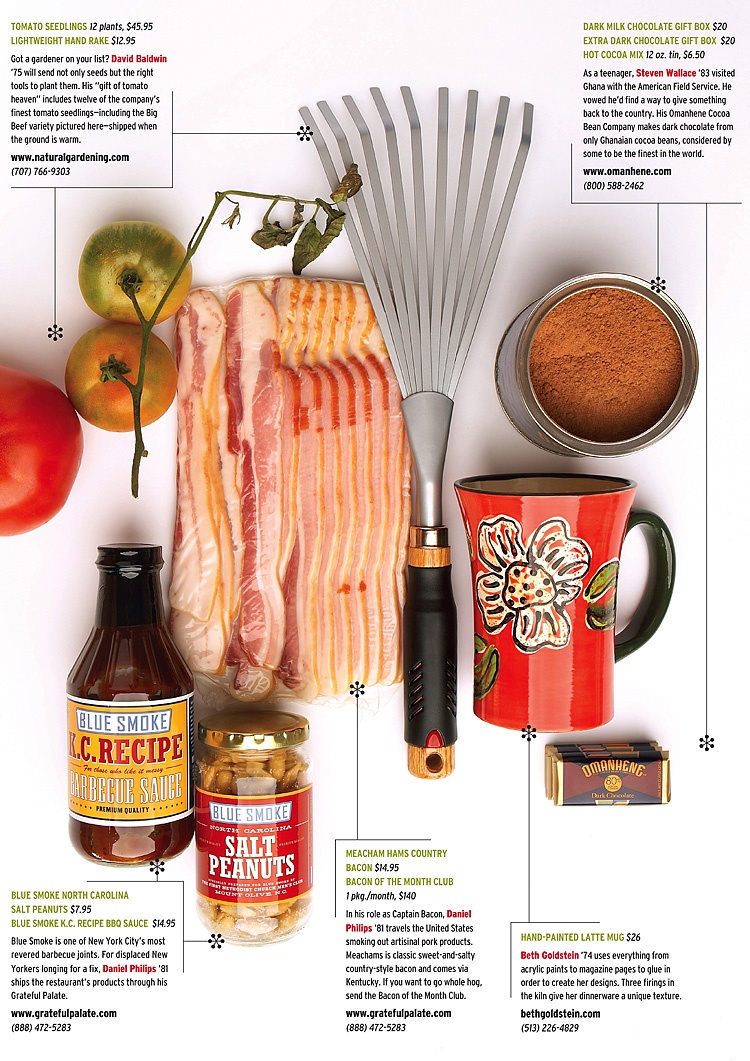 Spread from magazine layout with gift recommendations.