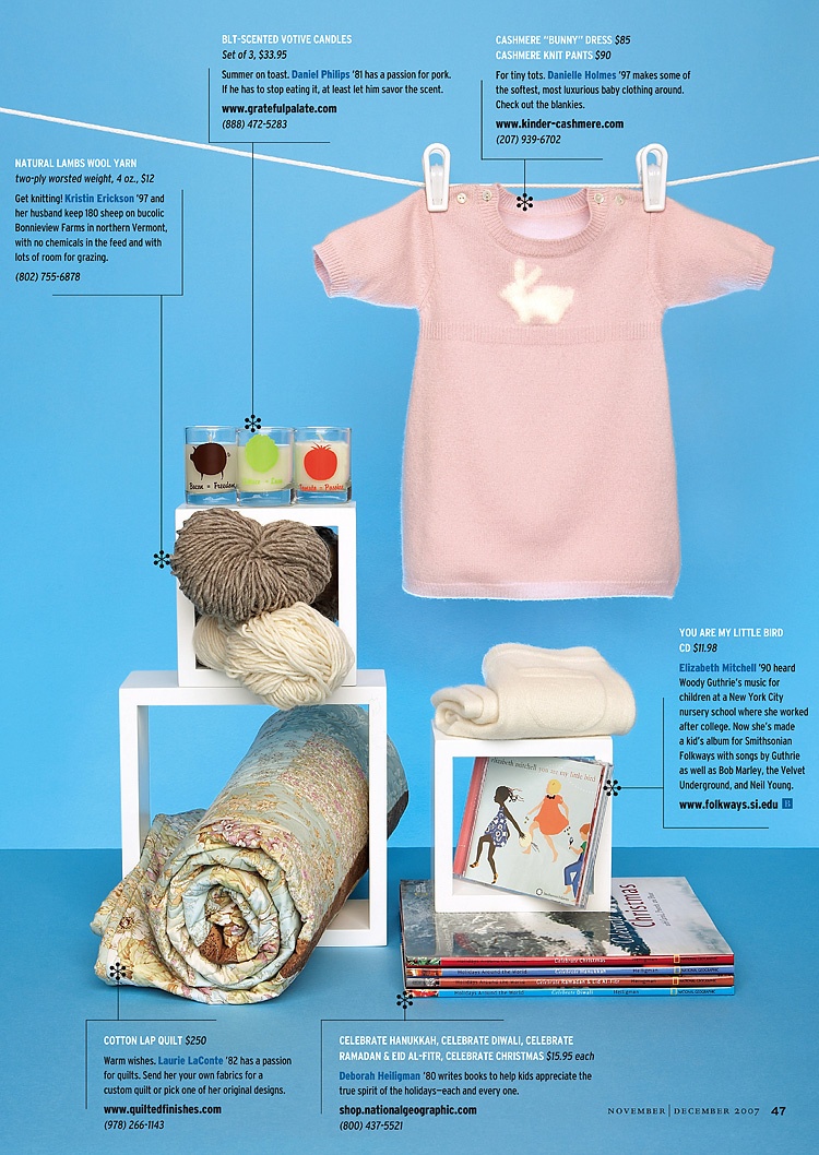 Spread from magazine layout with gift recommendations.