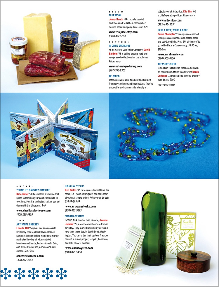 Magazine layout featuring various products.