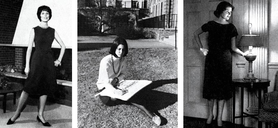 Three black and white vintage photographs of women.