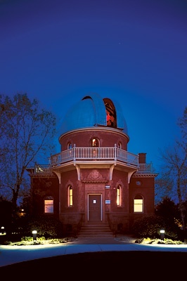 Photo of the observatory against a night sky.