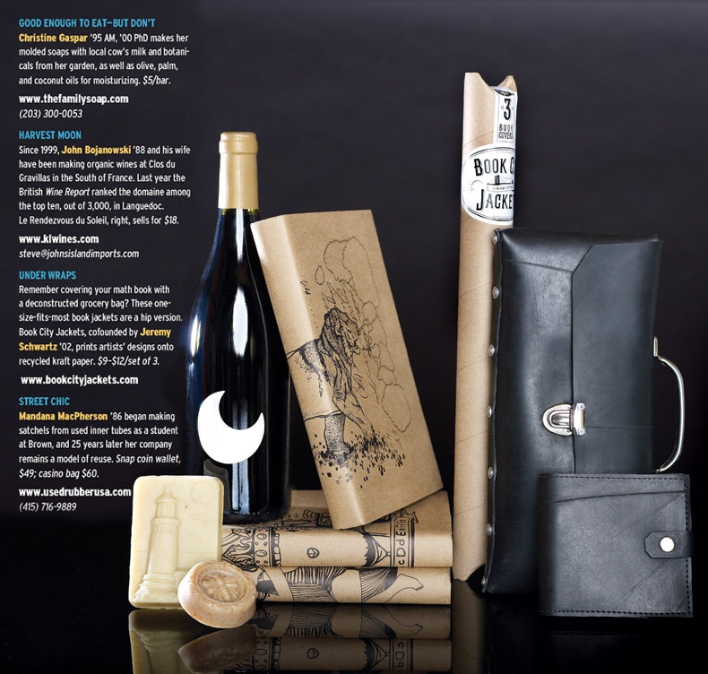 Magazine spread featuring various gift items.