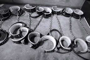 Photo of metal leg shackles.