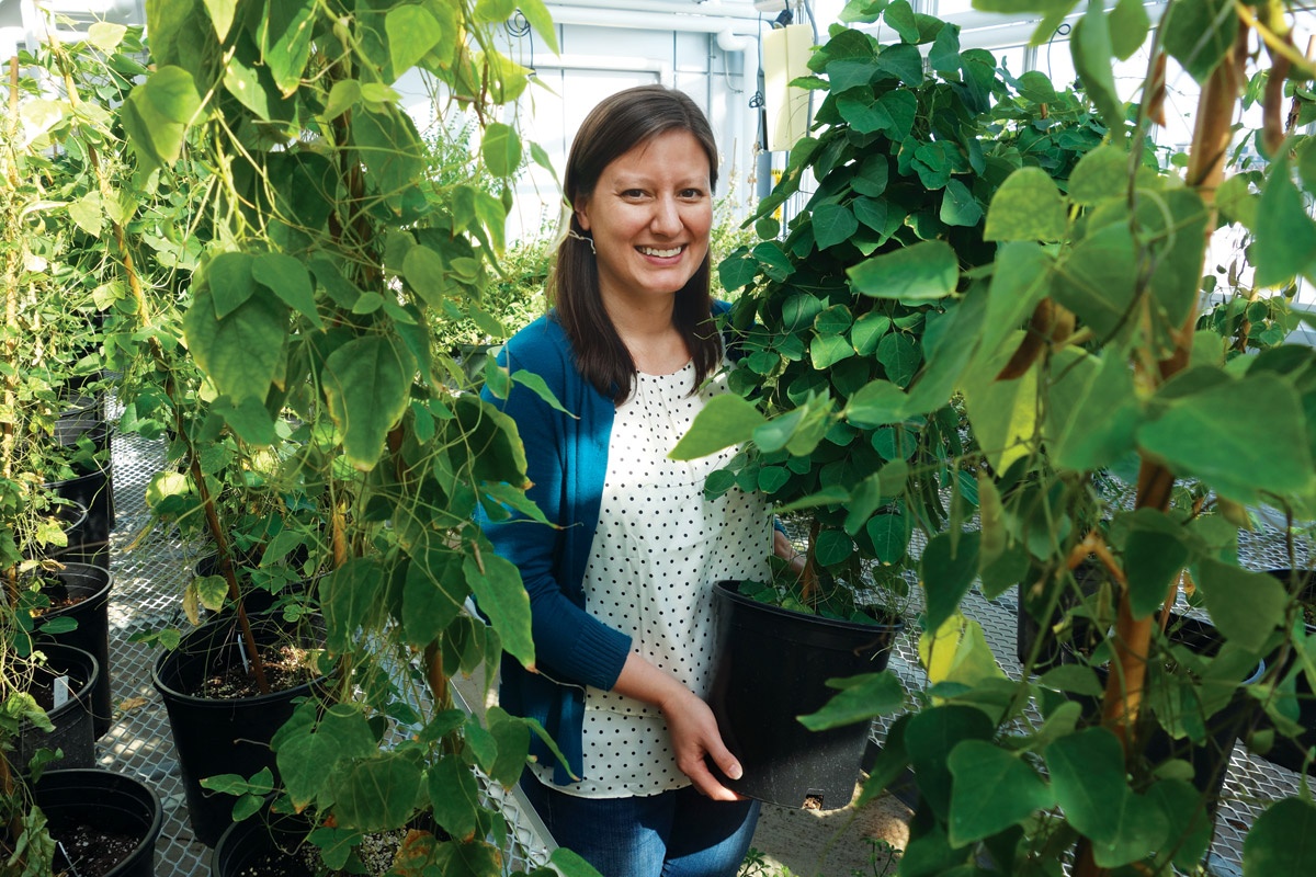 Rebecca Kartzinel surrounded by plants