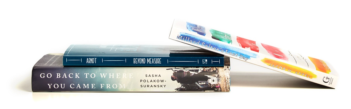 Spines of three books