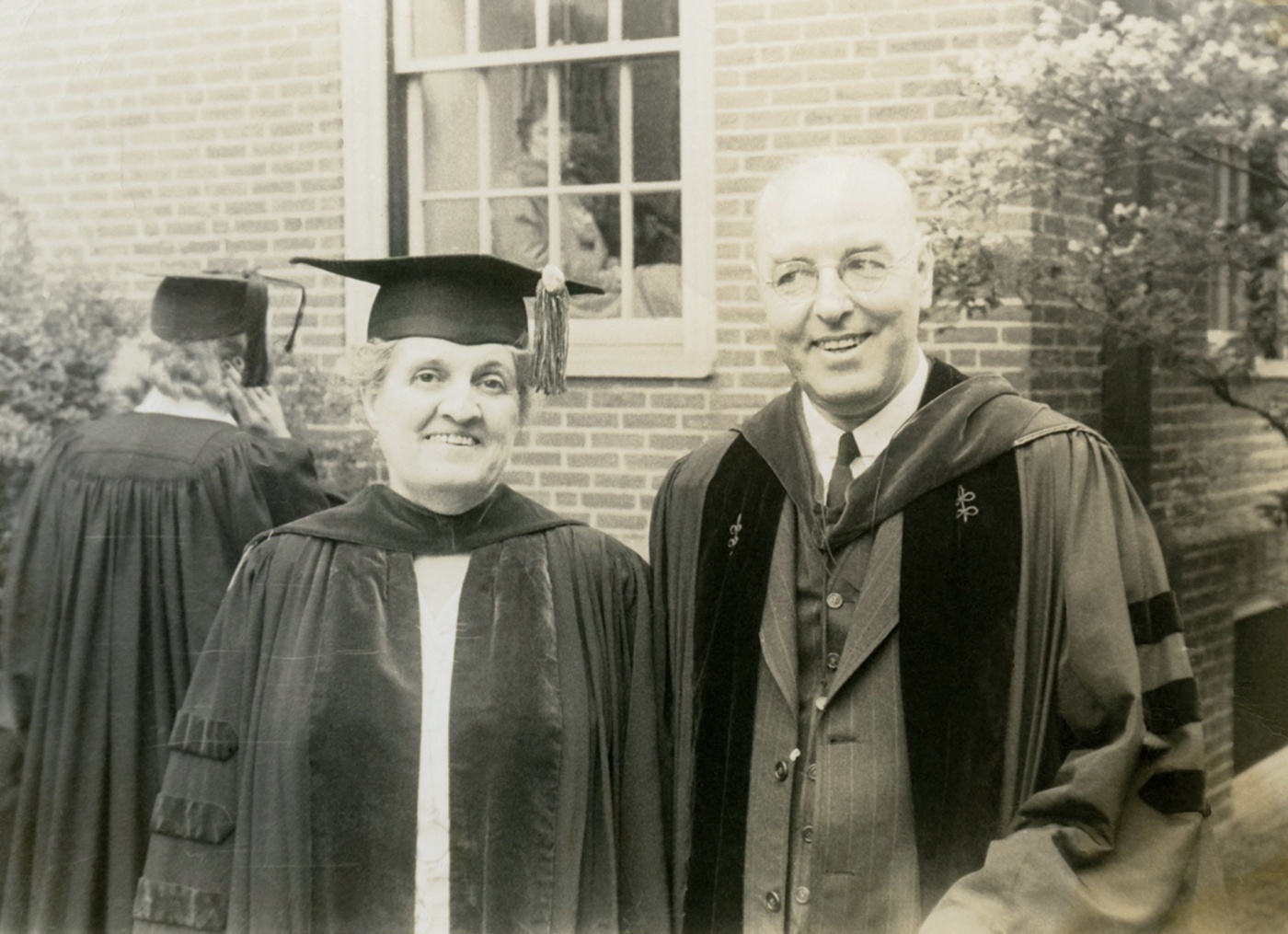 Morriss with Brown president Henry Wriston in 1949.