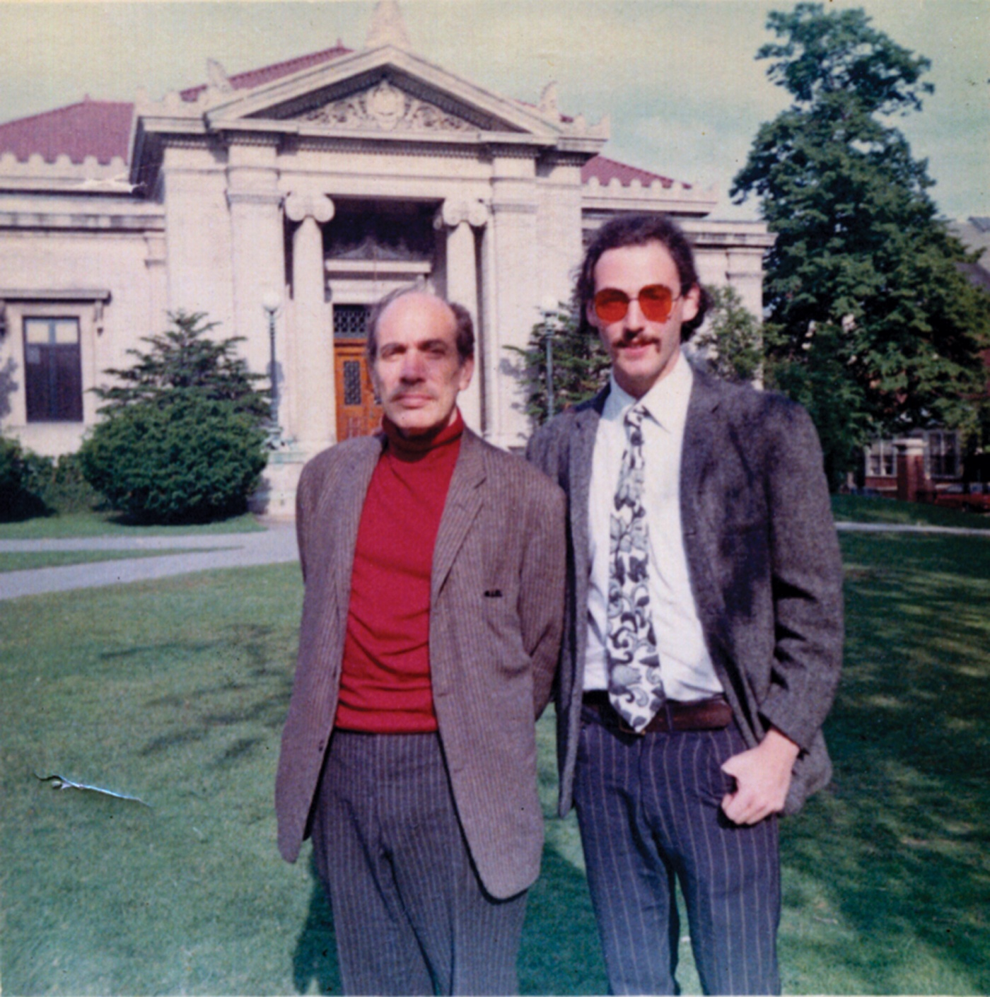 Bornstein (right) at Brown in the late 1960s with theater professor James O. Barnhill.