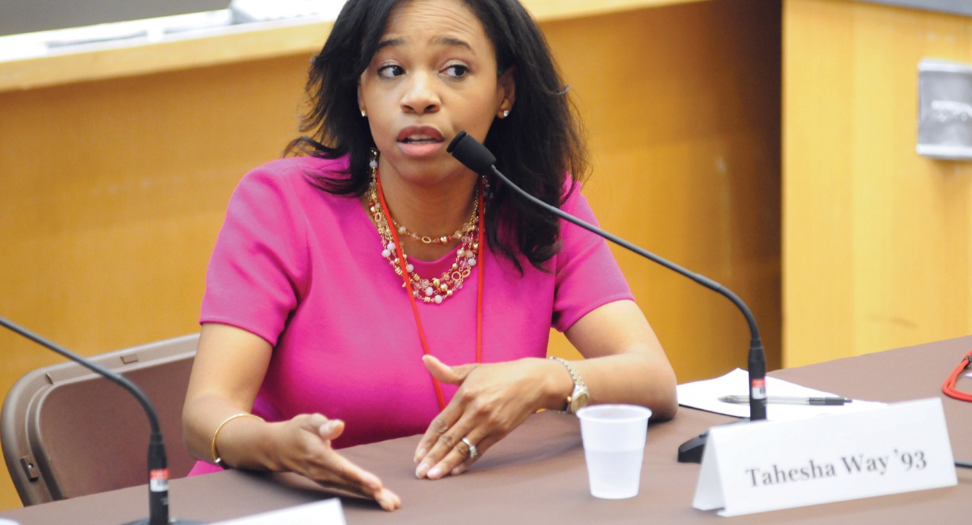 Tahesha Way ’93 at the "Our Politics, Our Future" forum.