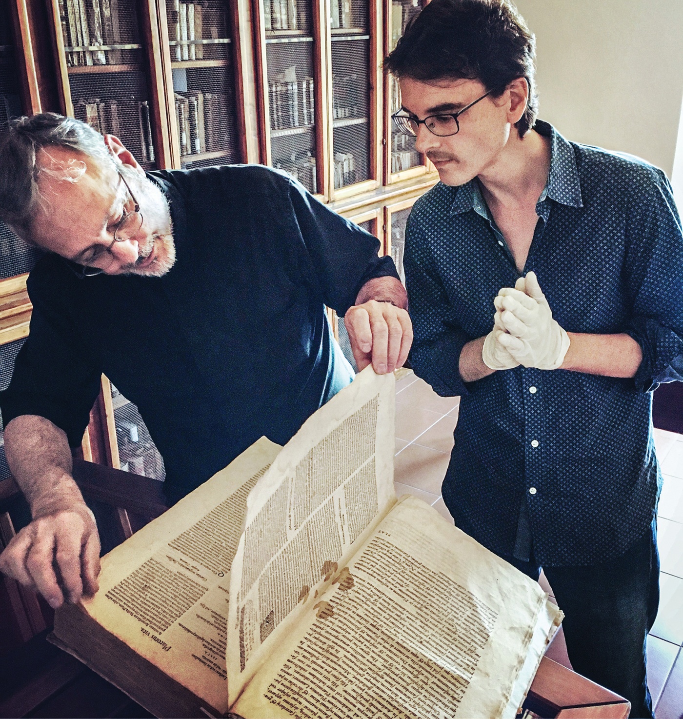 Brian C. Muraresku with priest at Chiesa e Convento di San Francesco