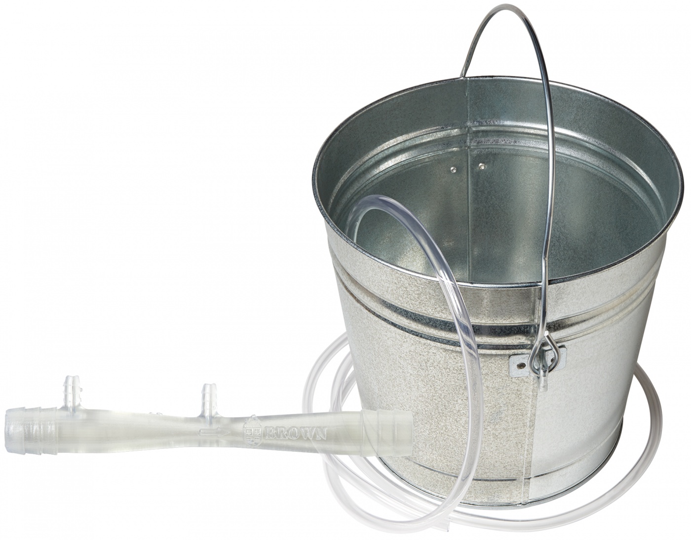 photo of a bucket and water pressure sensor