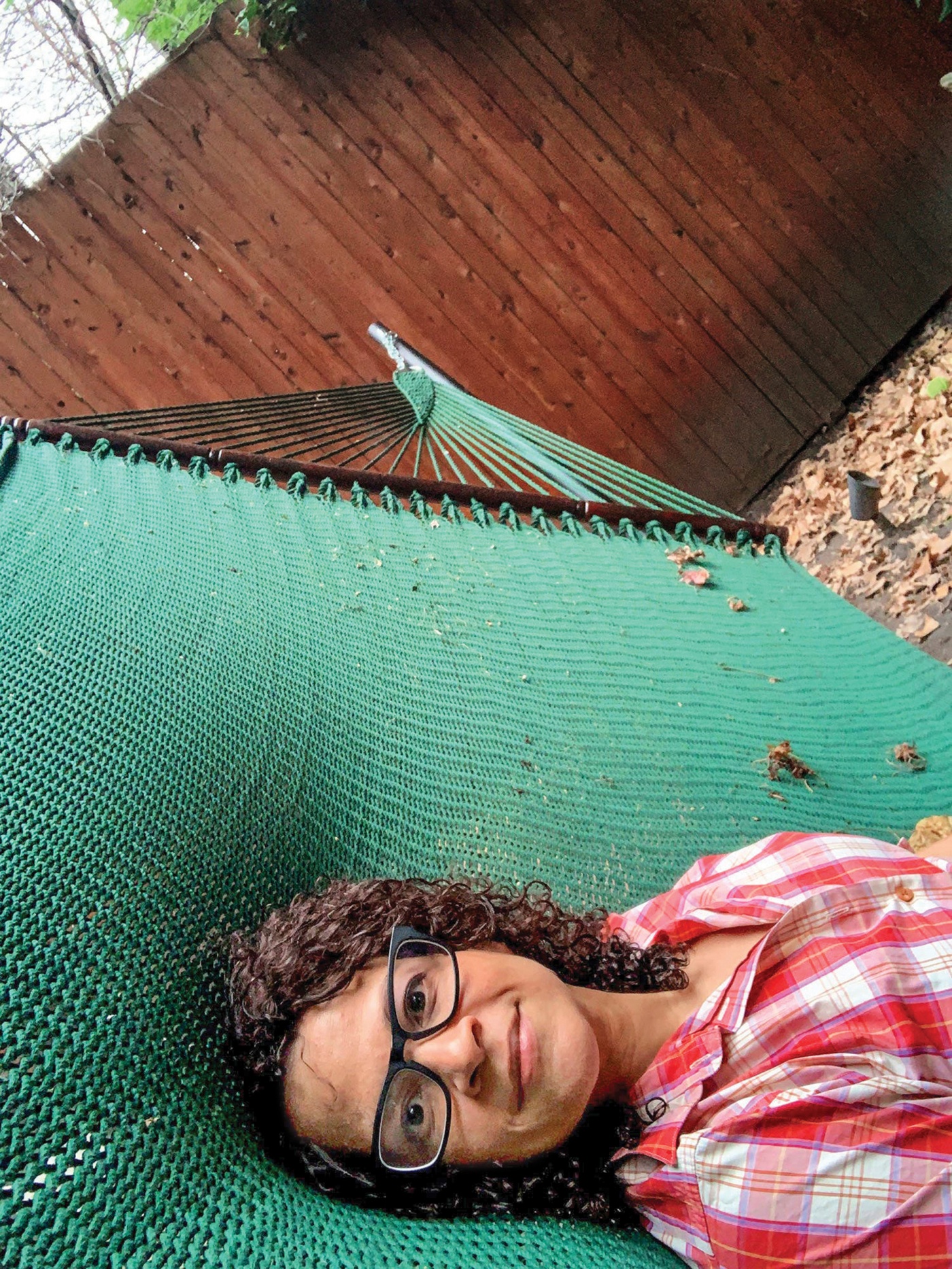 Image of Alison Stewart on a hammock