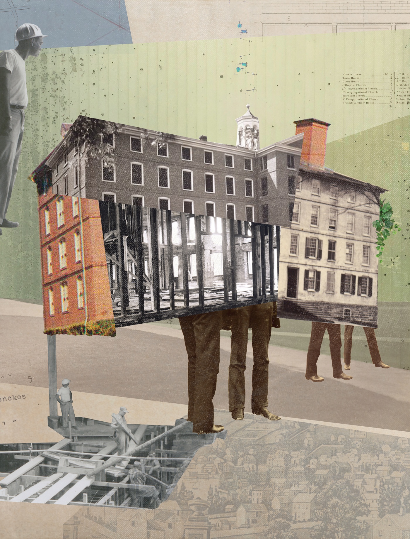 collage illo of UHall renovations