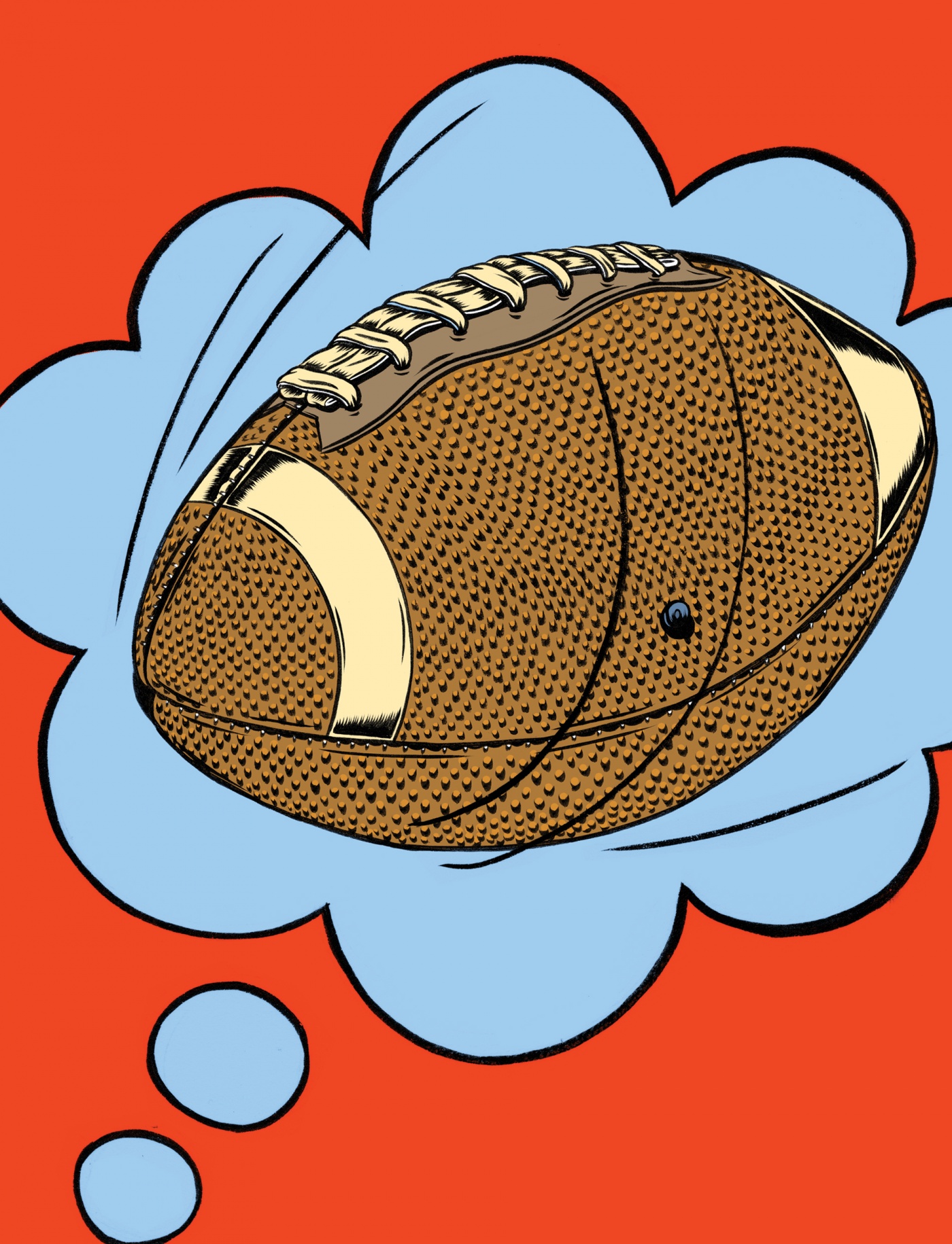 Illustration of football in a dream bubble by Kelsey Dake