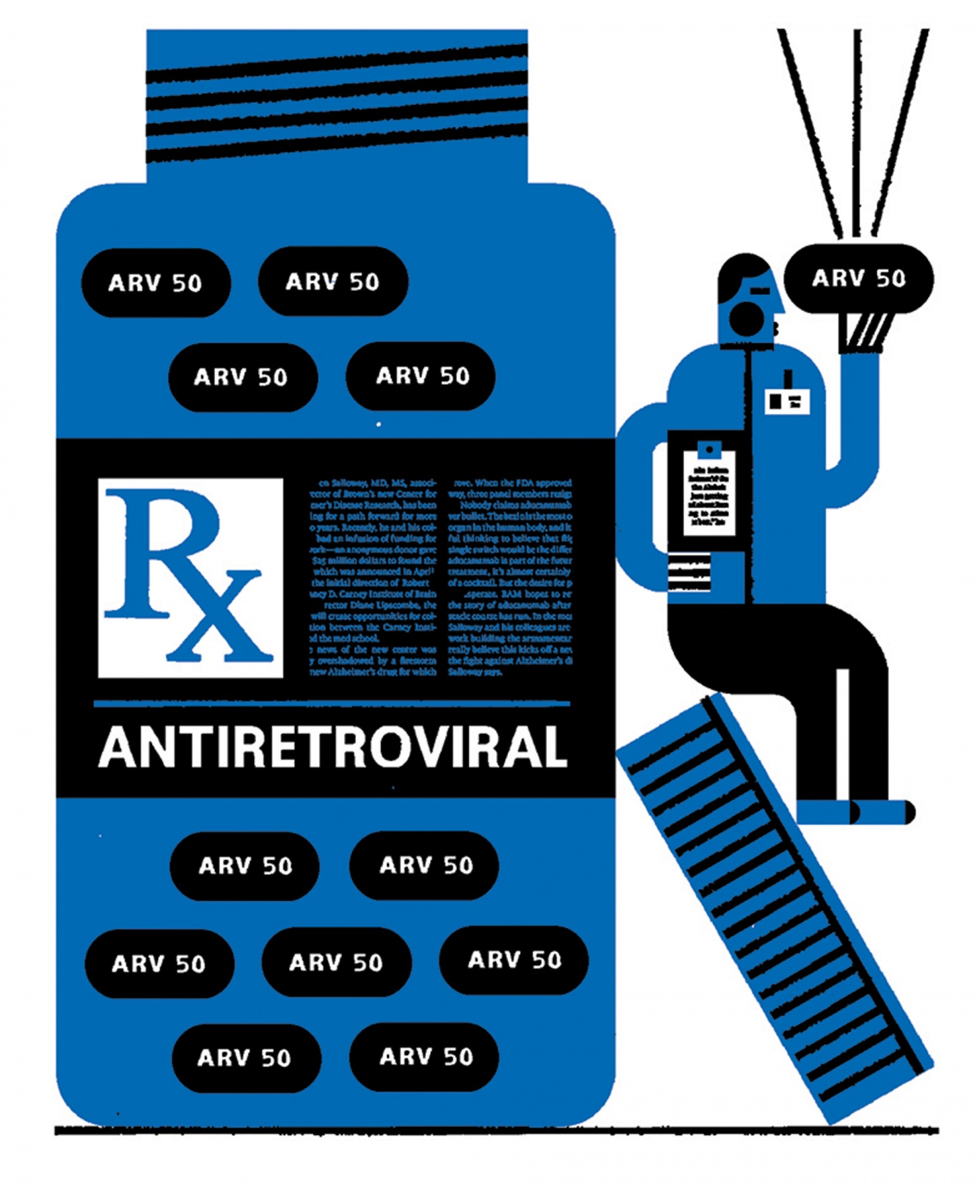 Illustration of prescription bottle by Raymond Biesinger