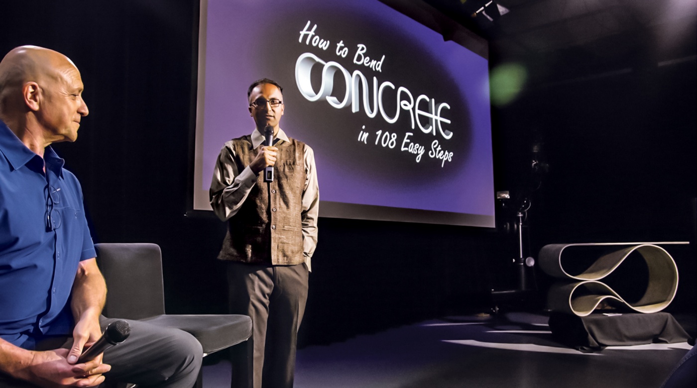 Mahesh Madhav at the premiere screening with artist Neal Aronowitz