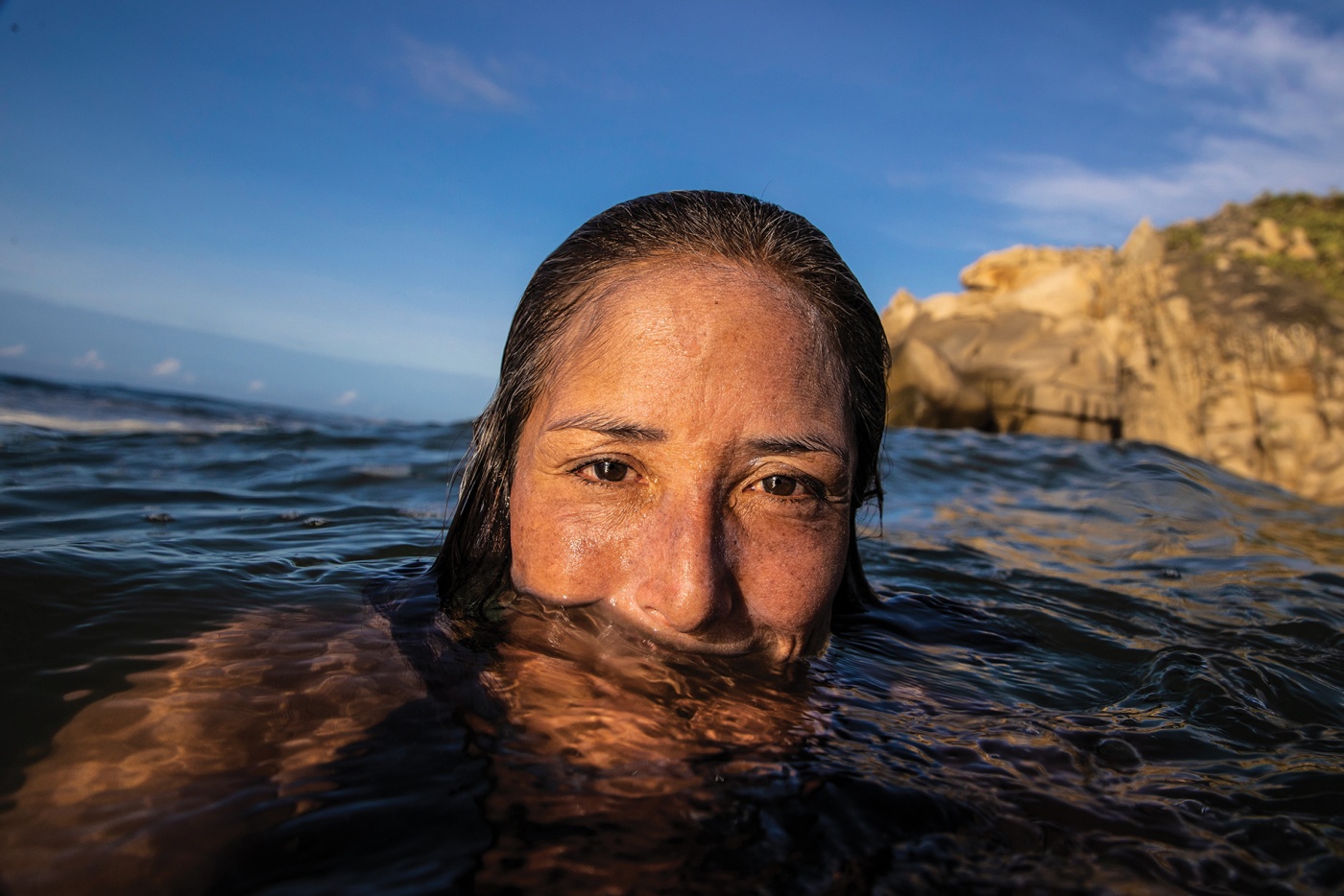 Sachi Cunningham selfie in the water