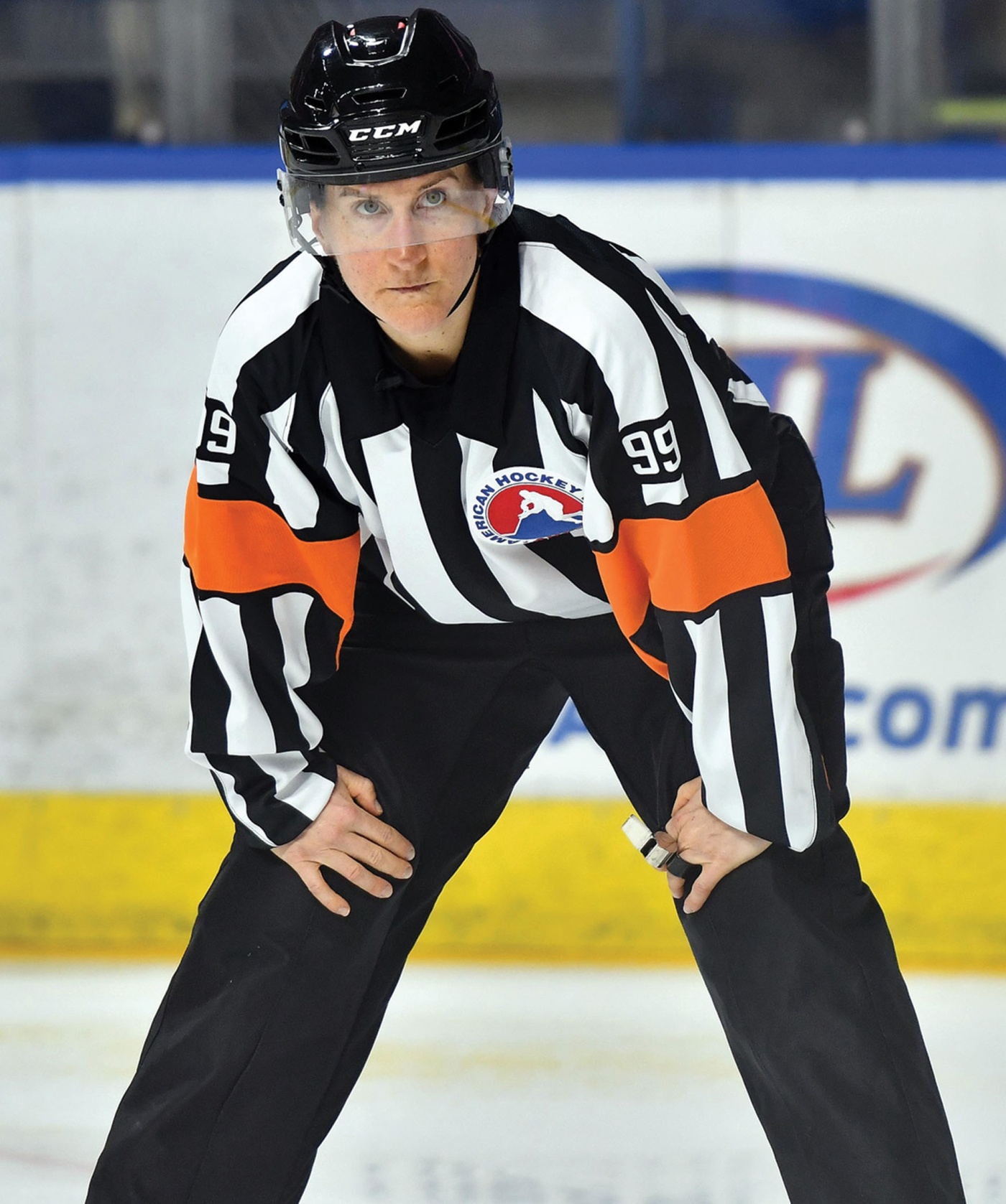 Image of referee Katie Guay on the ice