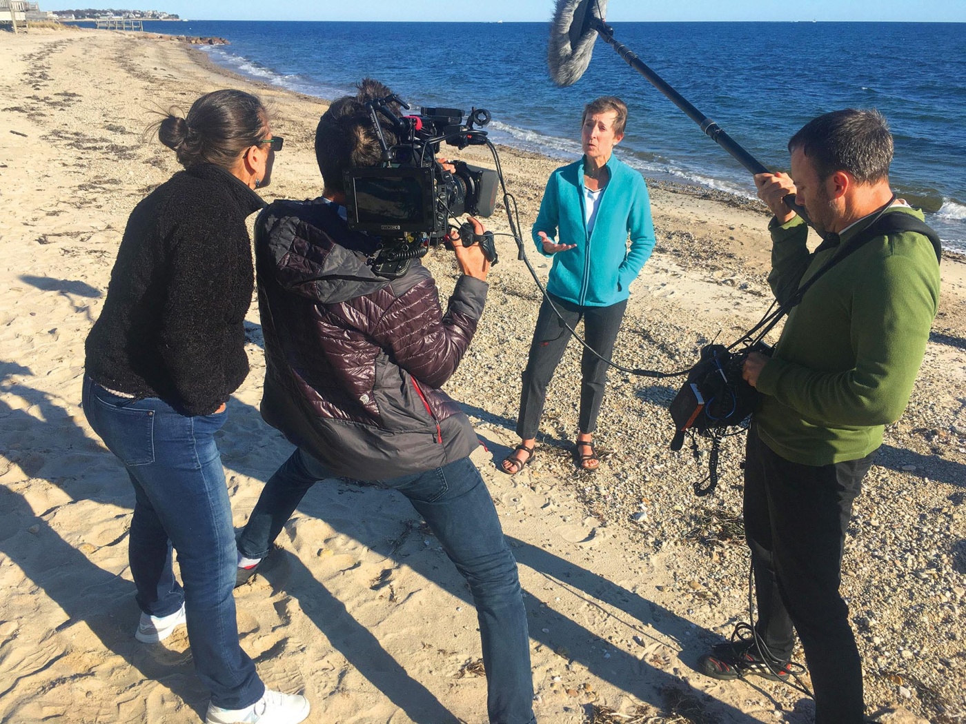 Image of Bonnie Waltch on the set of Earth Emergency