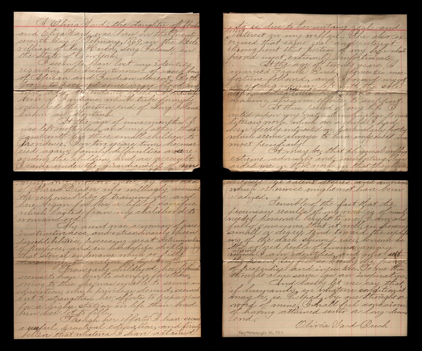 Letter written by Olivia Ward Bush-Banks