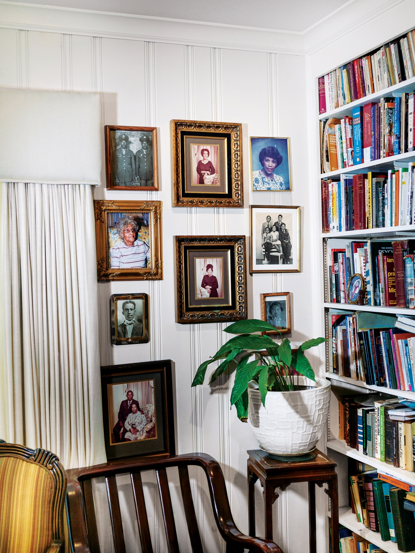 photo of the bookshelves in Dr Smith's home