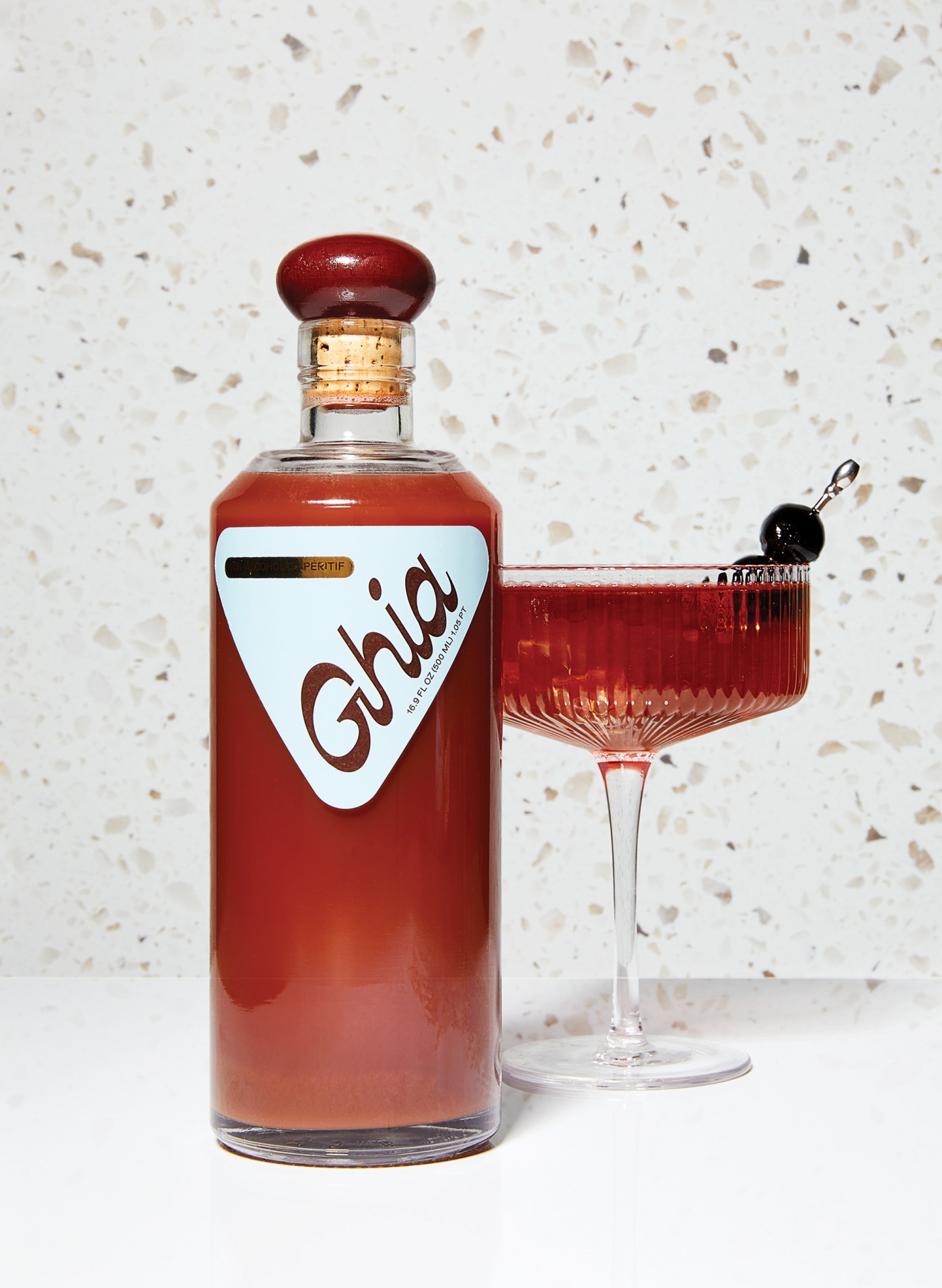 photo of Ghia bottle and cocktail