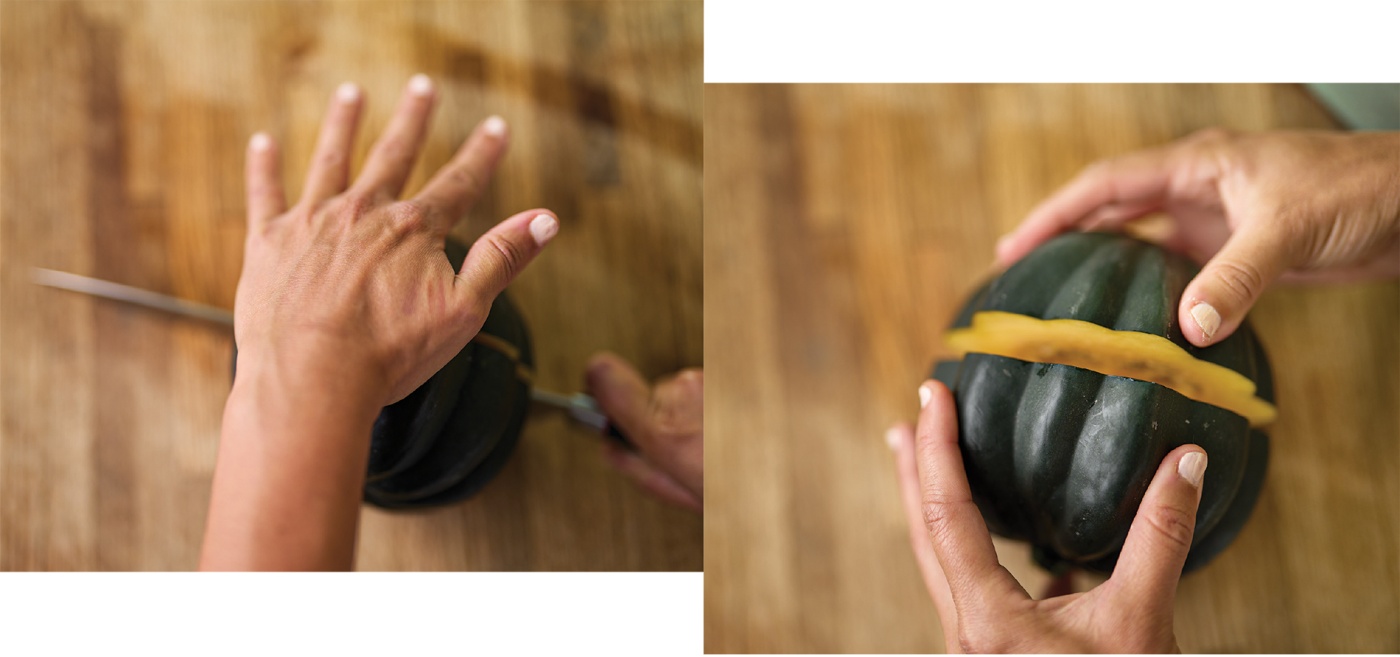 Gabriela Álvarez-Martinez chopping an acorn squash