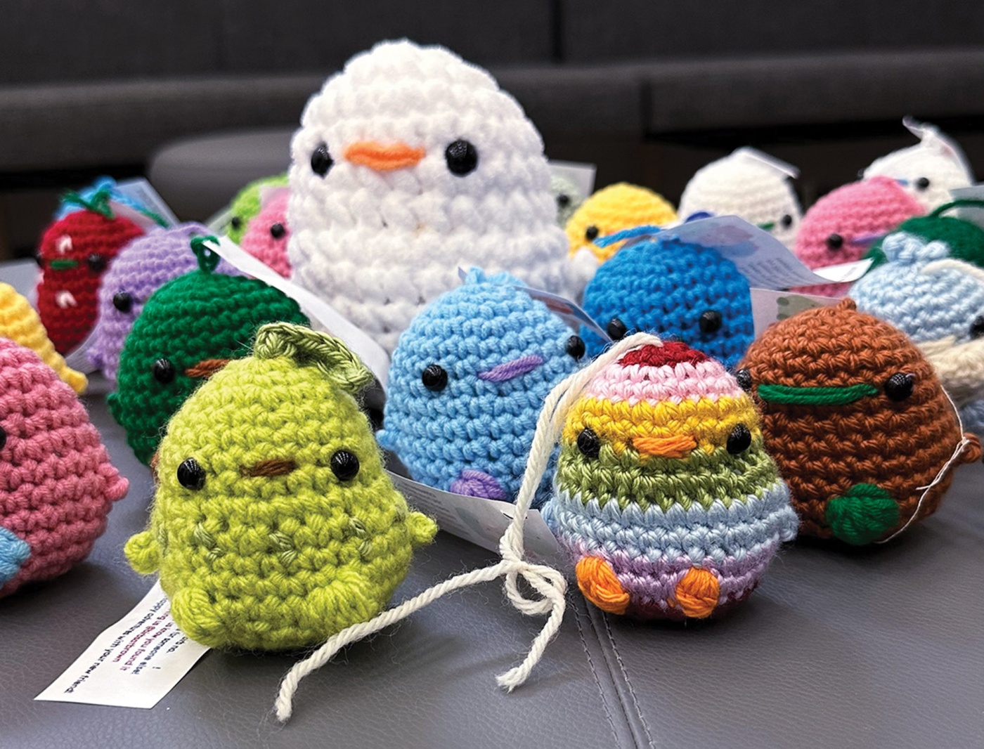 Image of a selection of crocheted birds.
