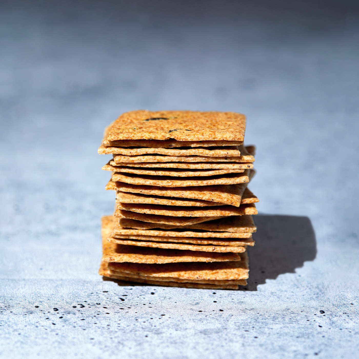 photo of a stack of sourdough crackers