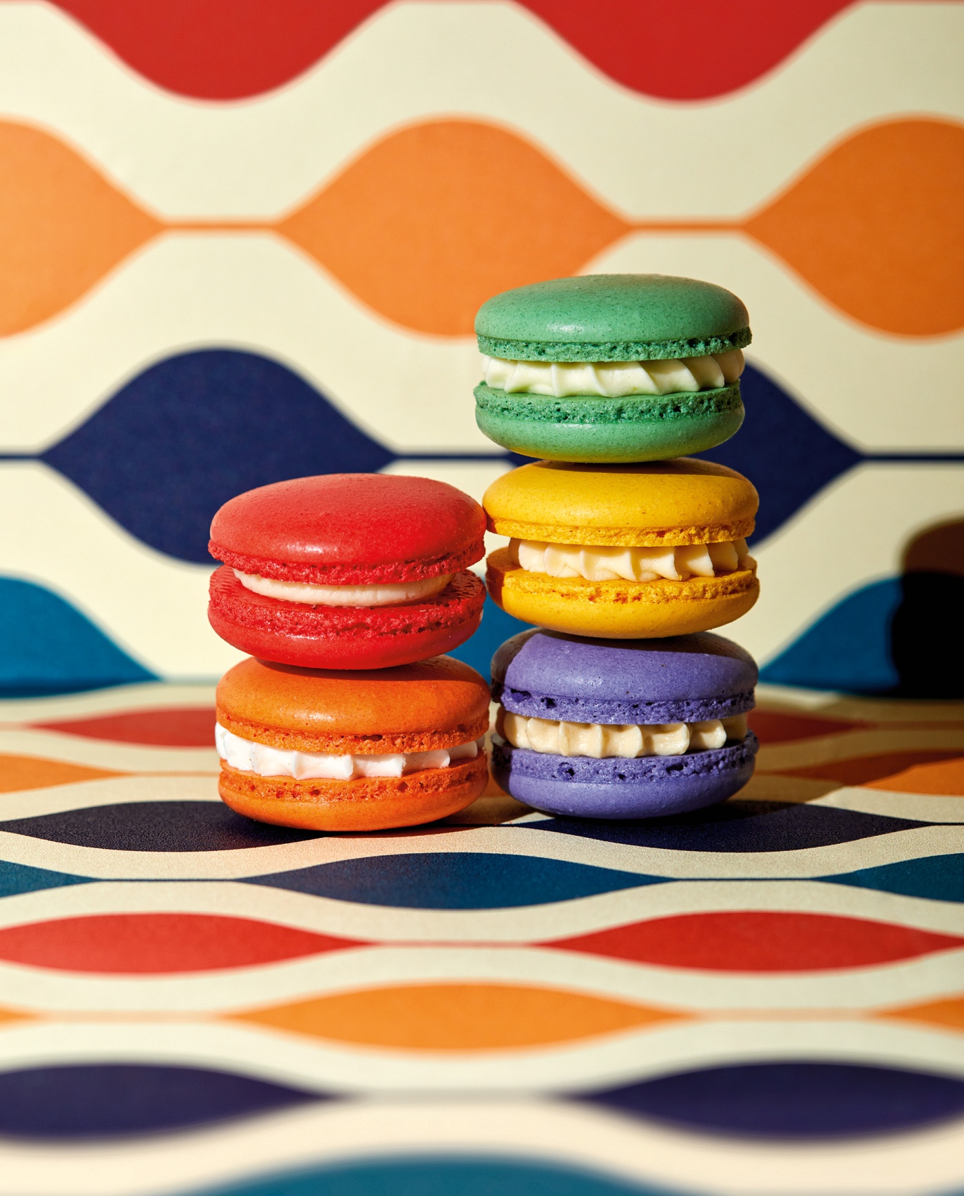 photo of a colorful stack of macarons