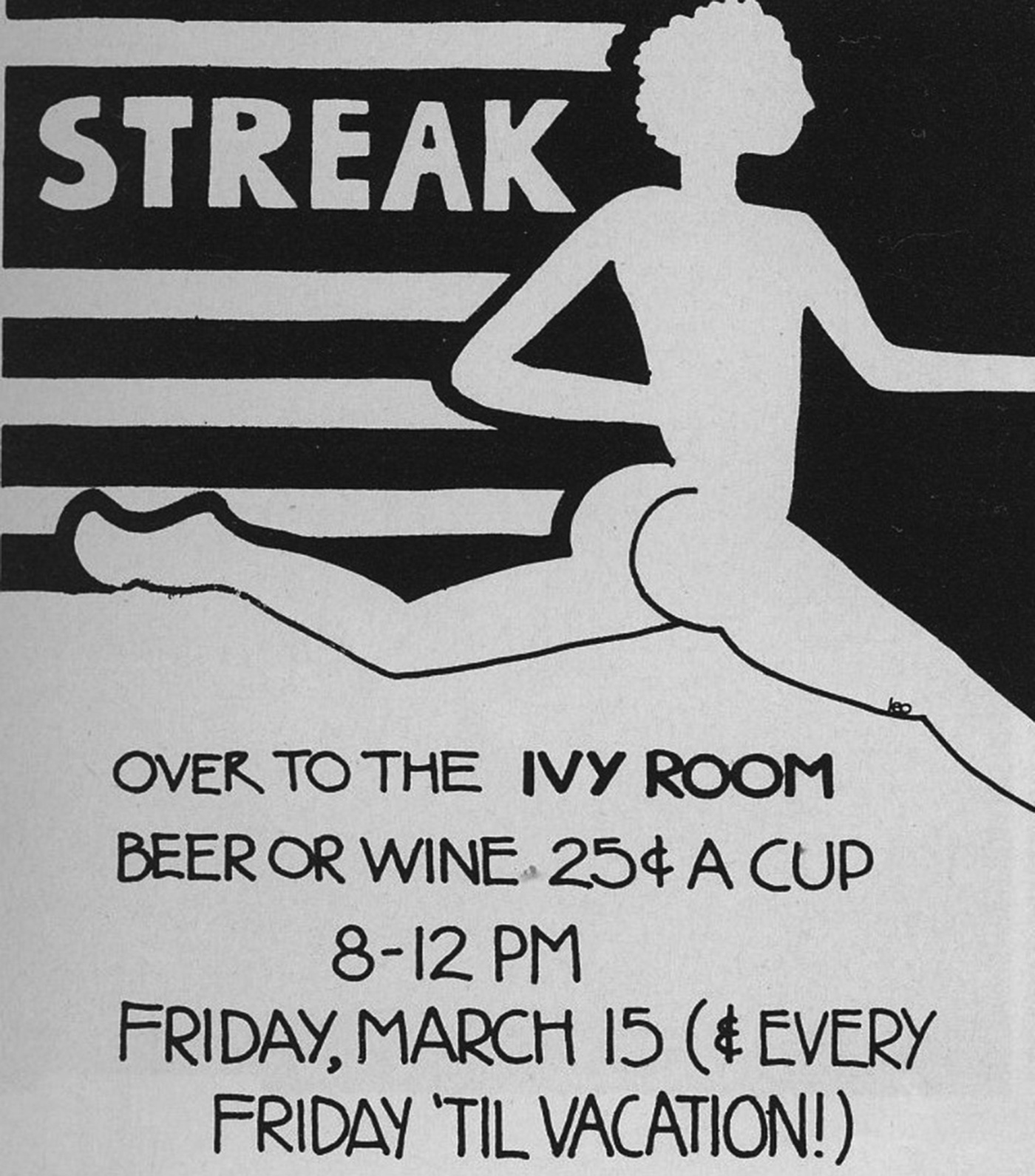 BAM archival illustration of a streaker with the word "STREAK" 