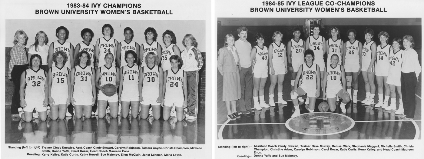 Archival image of the 1983-84 and 1984-85 Brown women's basketball teams. 