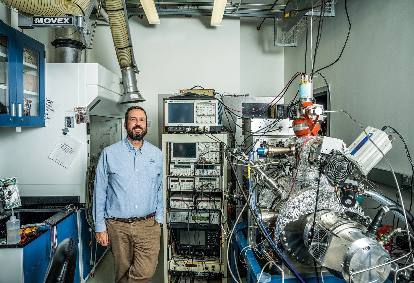 photo of Noah Petro with equipment at Goddard Space Center