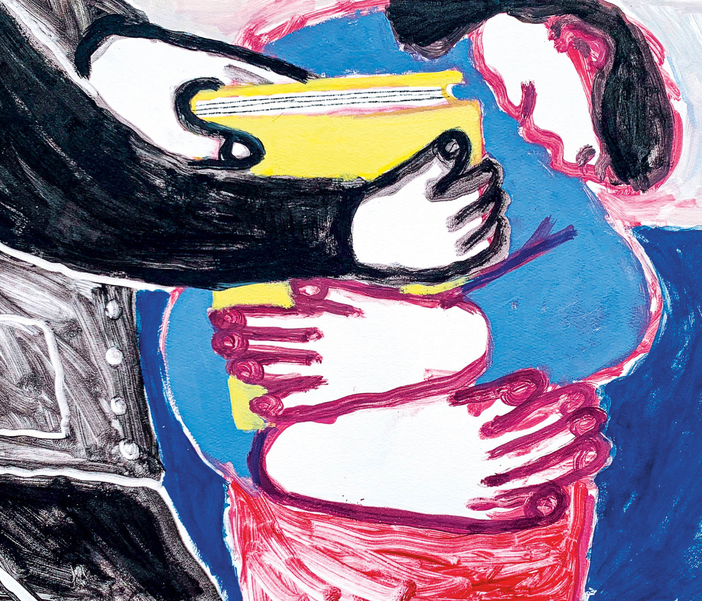 Illustration by Lena Yokoyama of hands holding books.