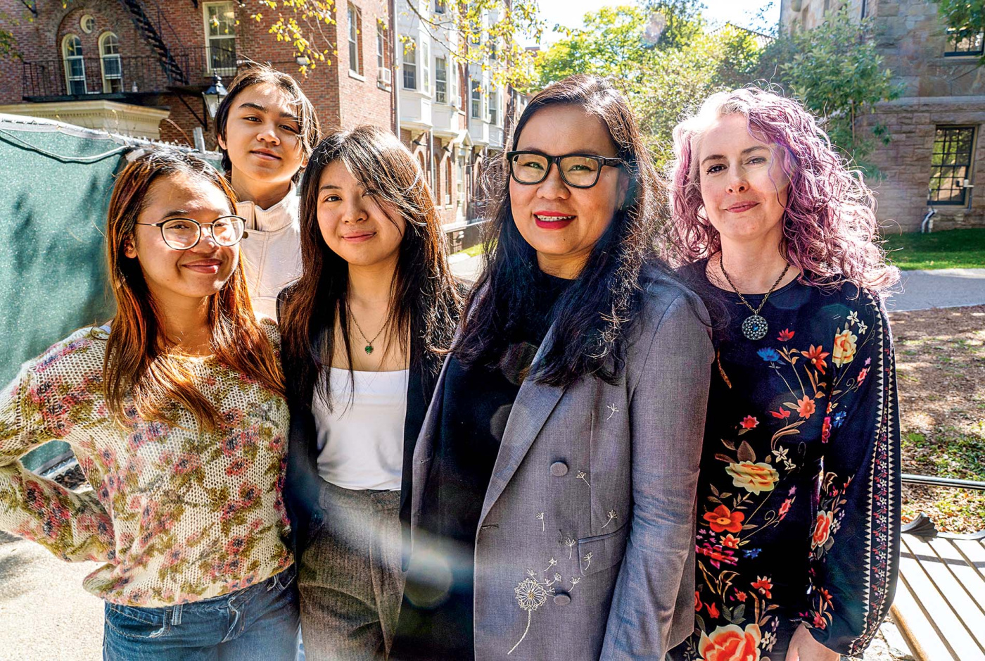 From left: Que Tran Tran, Sean Ngo, Natalie Chung, Professor Trang Tran, Naomi Pariseault