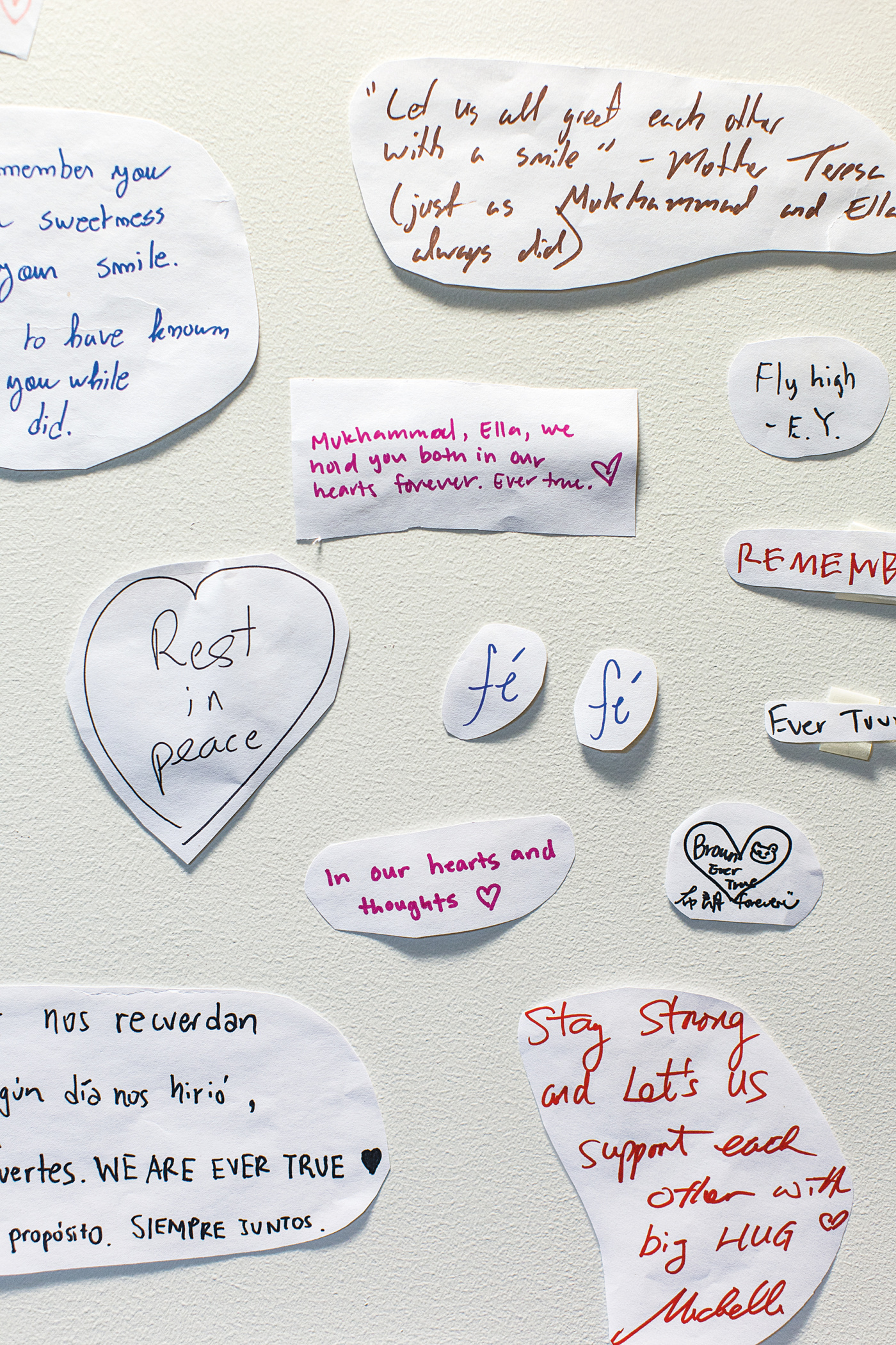 detail photo of a tribute notes on the wall in Barus & Holley