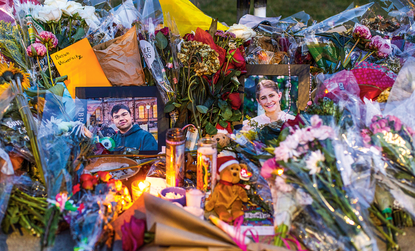 photo of an impromptu memorial outside Barus & Holley