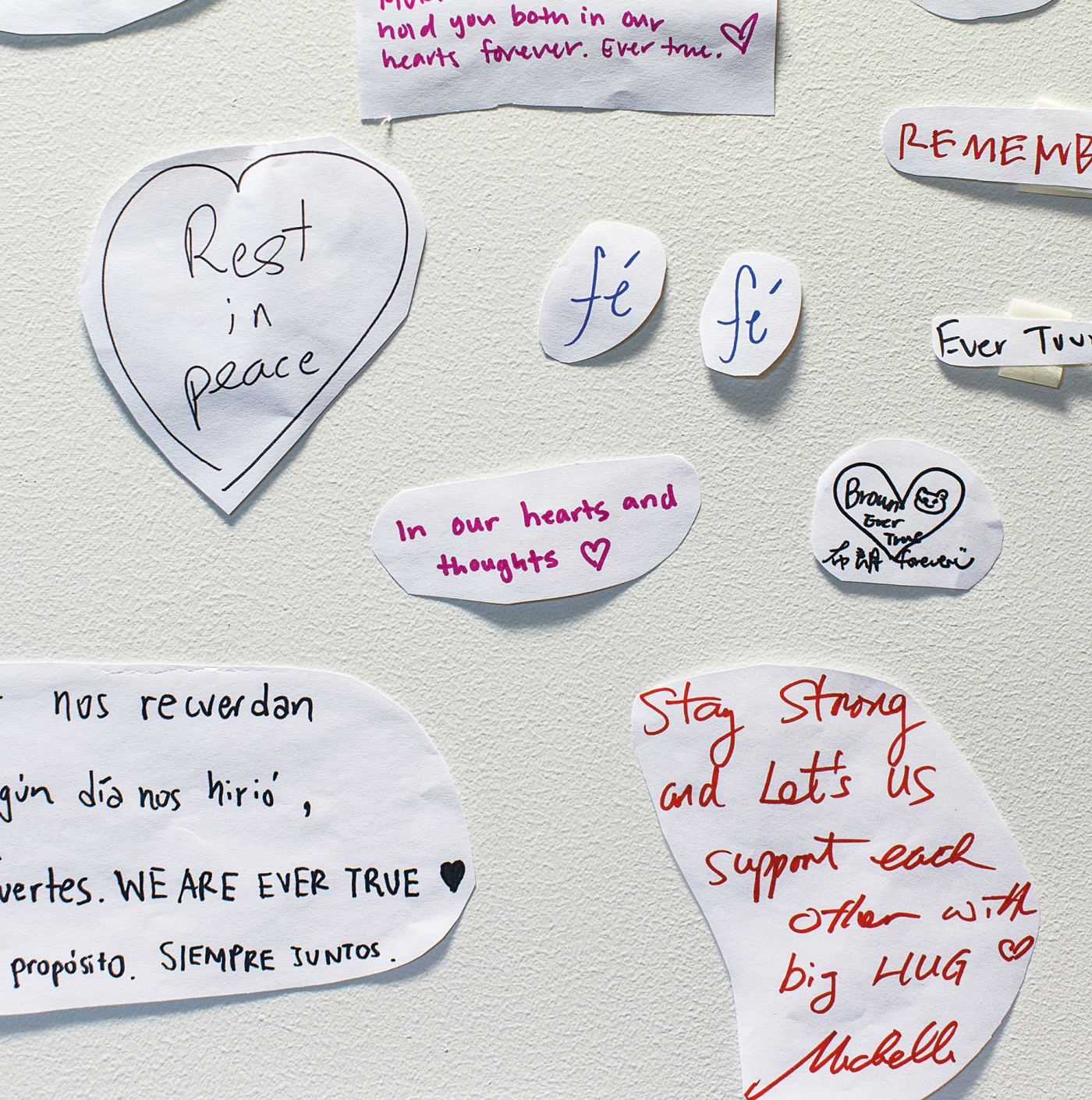 detail photo of a tribute notes on the wall in Barus & Holley