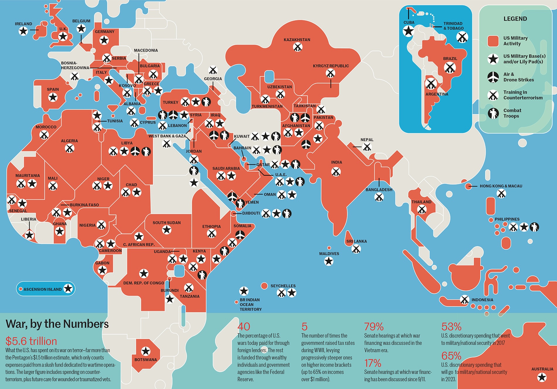 Map of U.S. global military actions