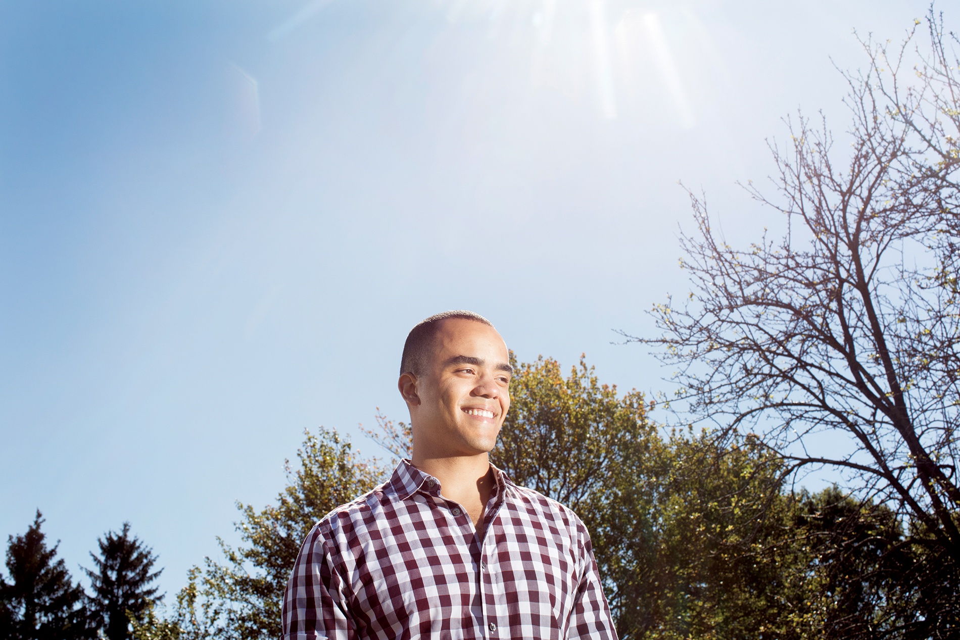 portrait of Brown student and military vet Michael Muir