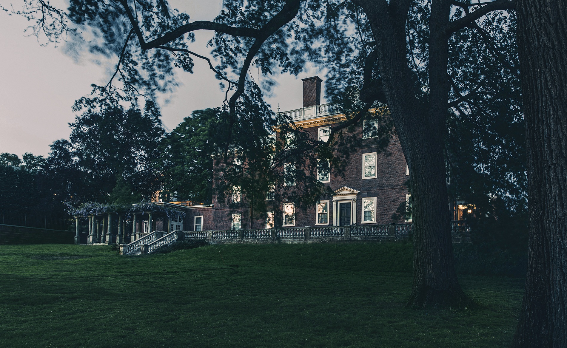 photo of John Brown House at dusk